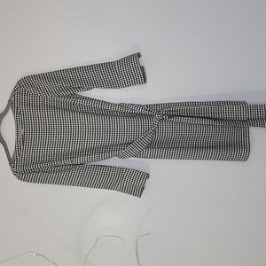 H&M Black and White Houndstooth Belted Dress SZ 2